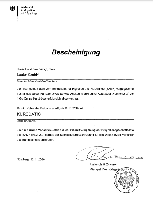 BAMF Freigabeerklärung